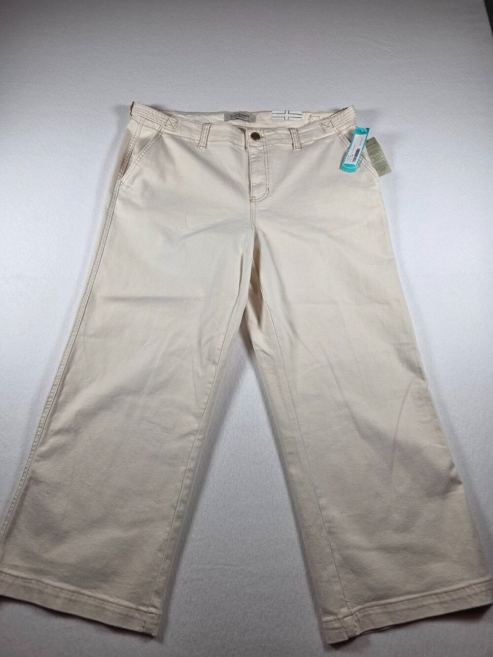 Liverpool Utility Capri Jeans Womens 16W Beige Denim Stretch Wide Leg Streetwear